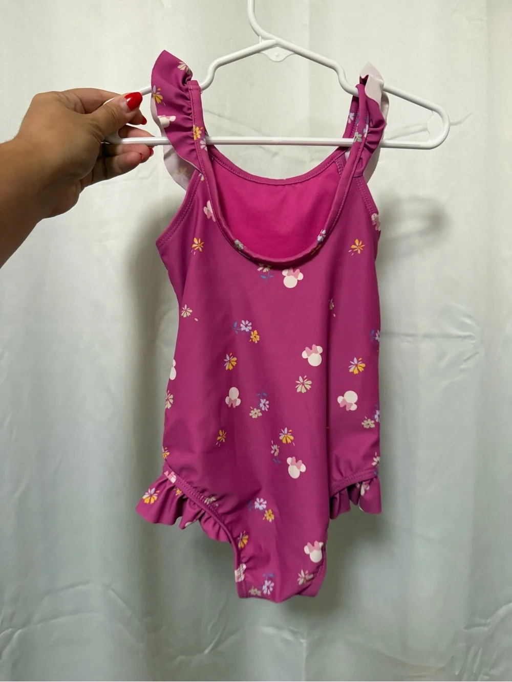 GAP x Disney Girls Minnie Mouse Bright Pink Floral Swimsuit